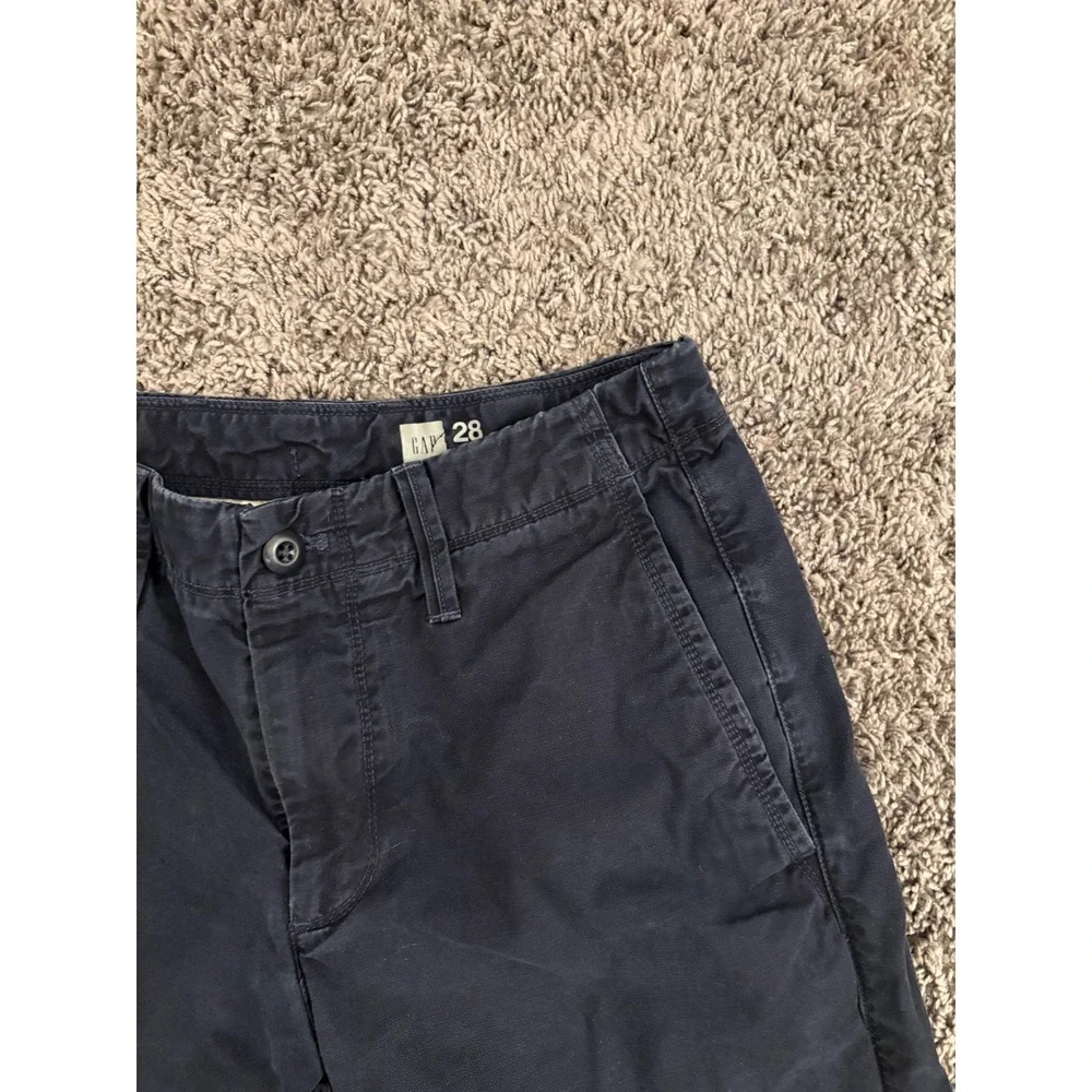 Gap Lived-in Chino Shorts Mens 28 Navy Blue Flat Front Casual Cotton Summer